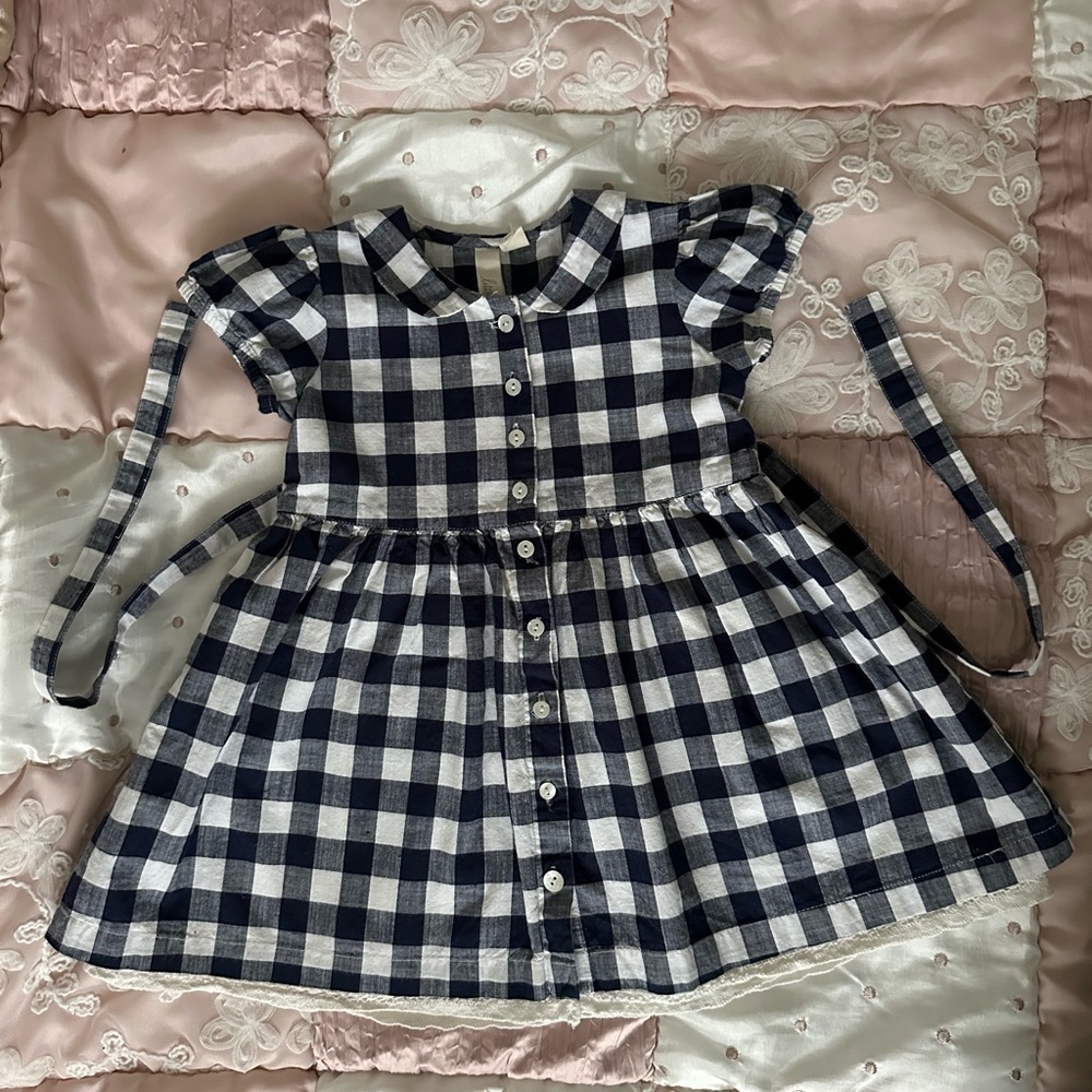 Charming Navy Checkered Kids Dress